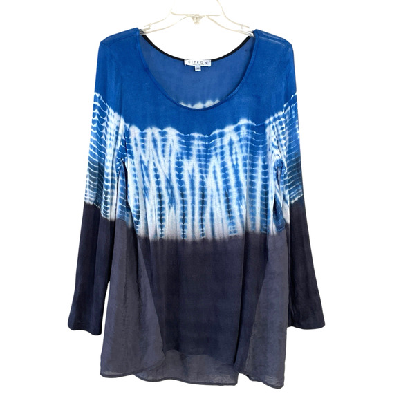 CITRON SANTA MONICA Women's Size XL Blue Black Tie Dye Long Sleeve Pullover Top - Picture 1 of 6